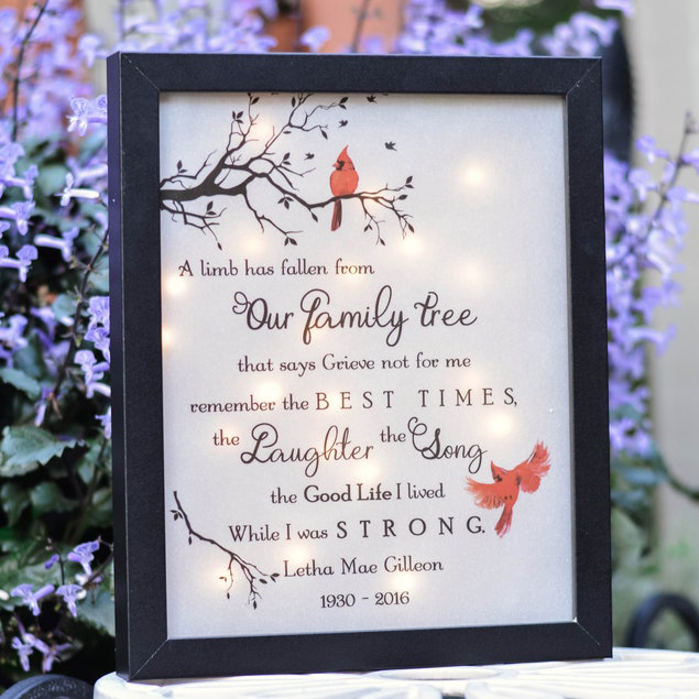 Personalised Cardinal Frame A Limb Has Fallen Lighted Shadow Box Memorial Gifts-Jessemade AU