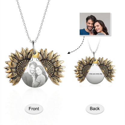 Personalised Open Locket Sunflower Photo Necklace With Engraving "You Are My Sunshine"-Jessemade AU
