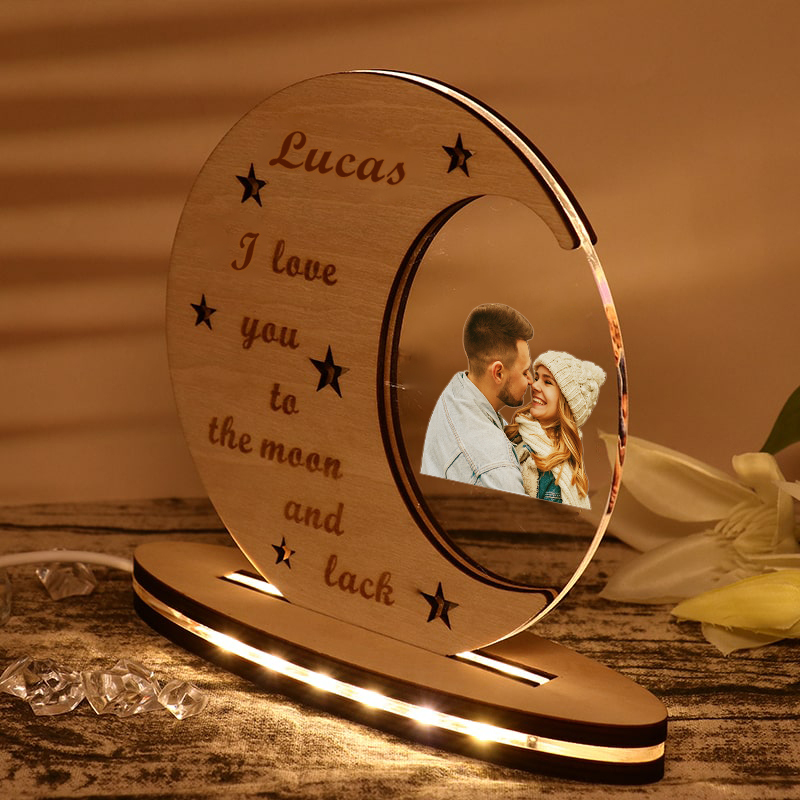 Custom Photos Acrylic Moon Night Light Lamp Home Decoration Gifts-Jessemade AU