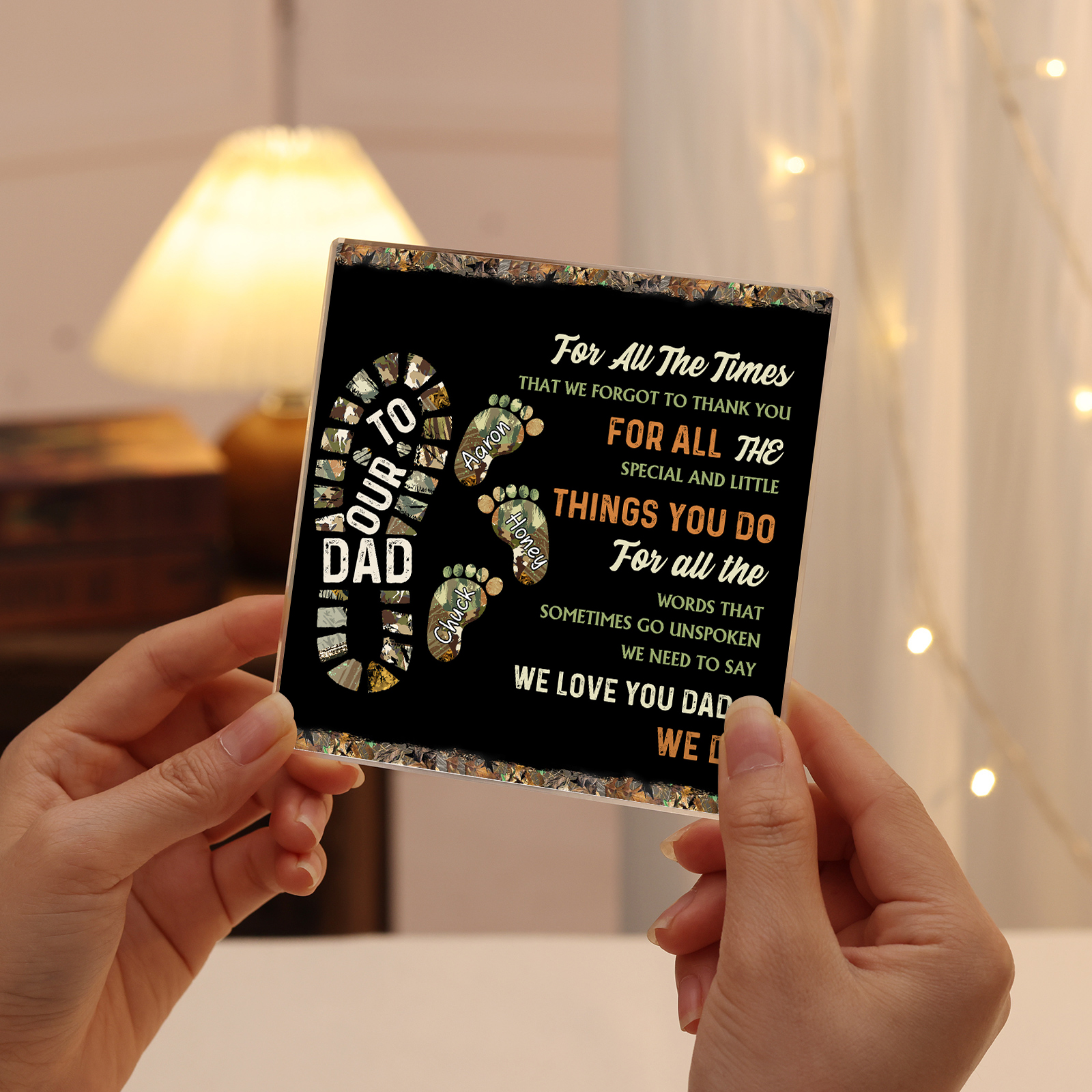 To My Dad Acrylic Square Keepsake Custom 3 Names Baby Feet Rectangle Plaque Father's Day Gift  - For All The Times That I Forgot To Thank You-Jessemade AU