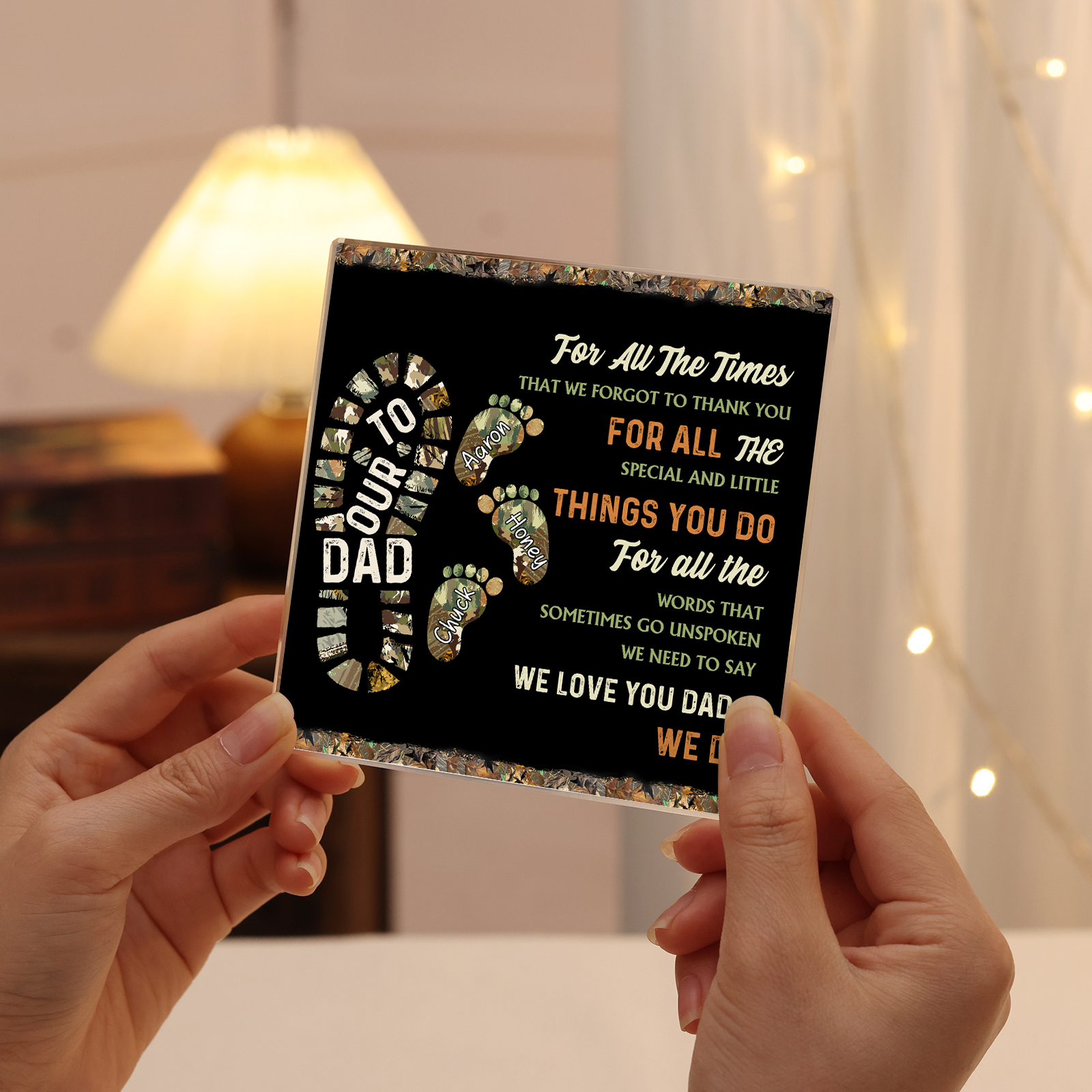 To My Dad Acrylic Square Keepsake Custom 3 Names Baby Feet Rectangle Plaque Father's Day Gift  - For All The Times That I Forgot To Thank You-Jessemade AU