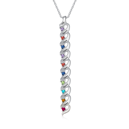 Personalised Necklace Cascading Pendant with 10 Birthstones Engraving 10 Names Gifts for Her-Jessemade AU