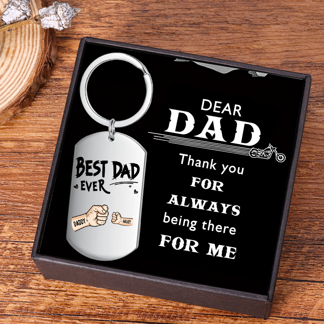 Personalised 2 Names Keychain Custom Fist Bump Keychain Father's Day Gift Best Dad Ever-Jessemade AU