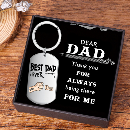 Personalised 2 Names Keychain Custom Fist Bump Keychain Father's Day Gift Best Dad Ever-Jessemade AU