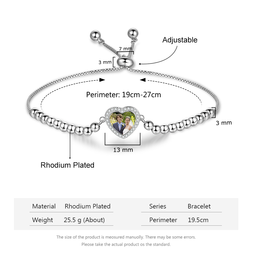 Personalised Heart Photo Bracelet Custom Photo Bracelet Gifts For Her-Jessemade AU