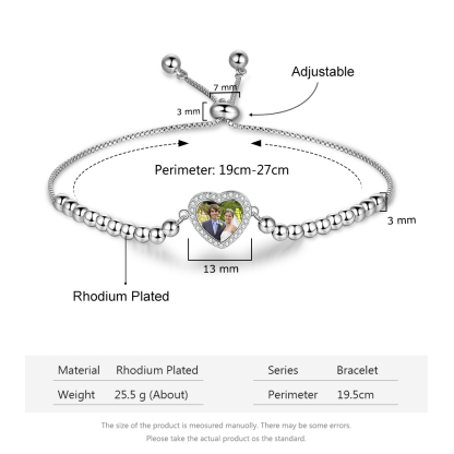 Personalised Heart Photo Bracelet Custom Photo Bracelet Gifts For Her-Jessemade AU