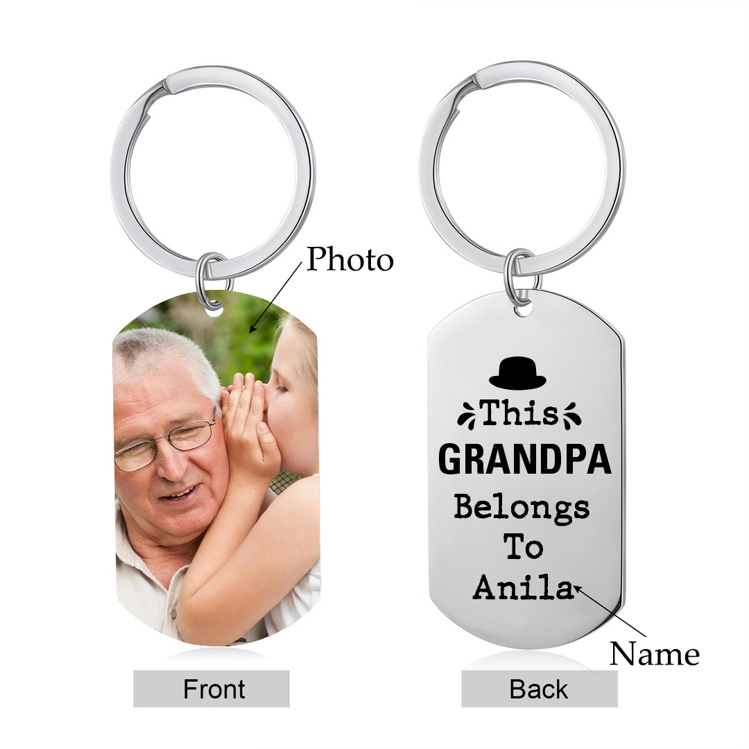 Personalised Photo and Name Keychain Grandparents' Day Gift for Grandpa-Jessemade AU