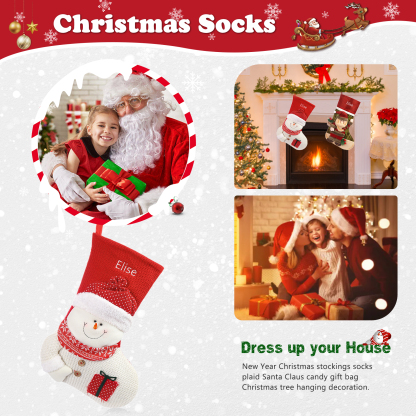 Personalised Christmas Stockings Ornaments Custom 1 Name Christmas Socks Gifts for Family Friends-Jessemade AU