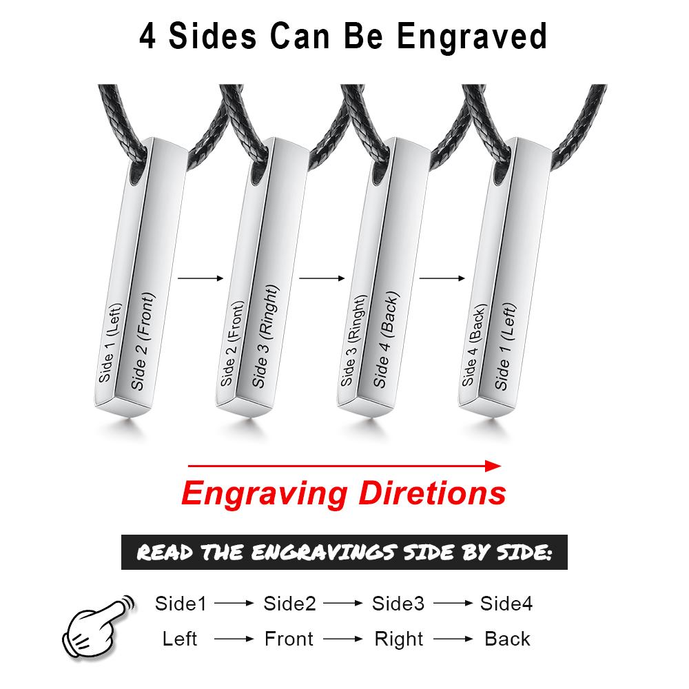 Engraved 3D Bar Necklace for Men Best Gift For Dad-Jessemade AU