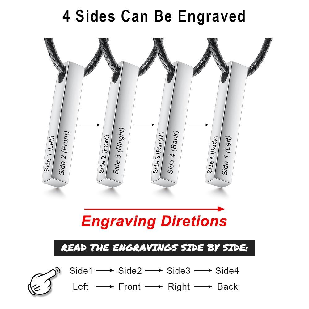 Engraved 3D Bar Necklace for Men Best Gift For Dad-Jessemade AU