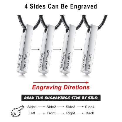 Engraved 3D Bar Necklace for Men Best Gift For Dad-Jessemade AU