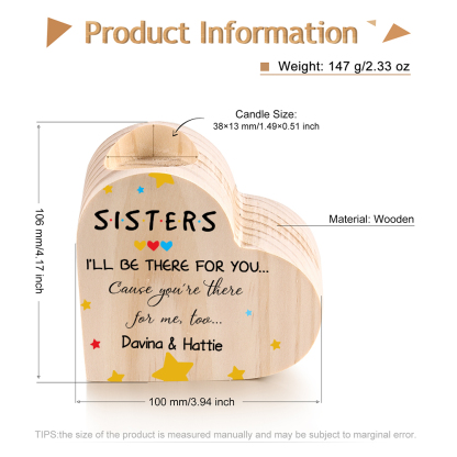 To My Sisters Wooden Candle Holder Customised 2 Names Candlesticks - I'll Be There For You-Jessemade AU