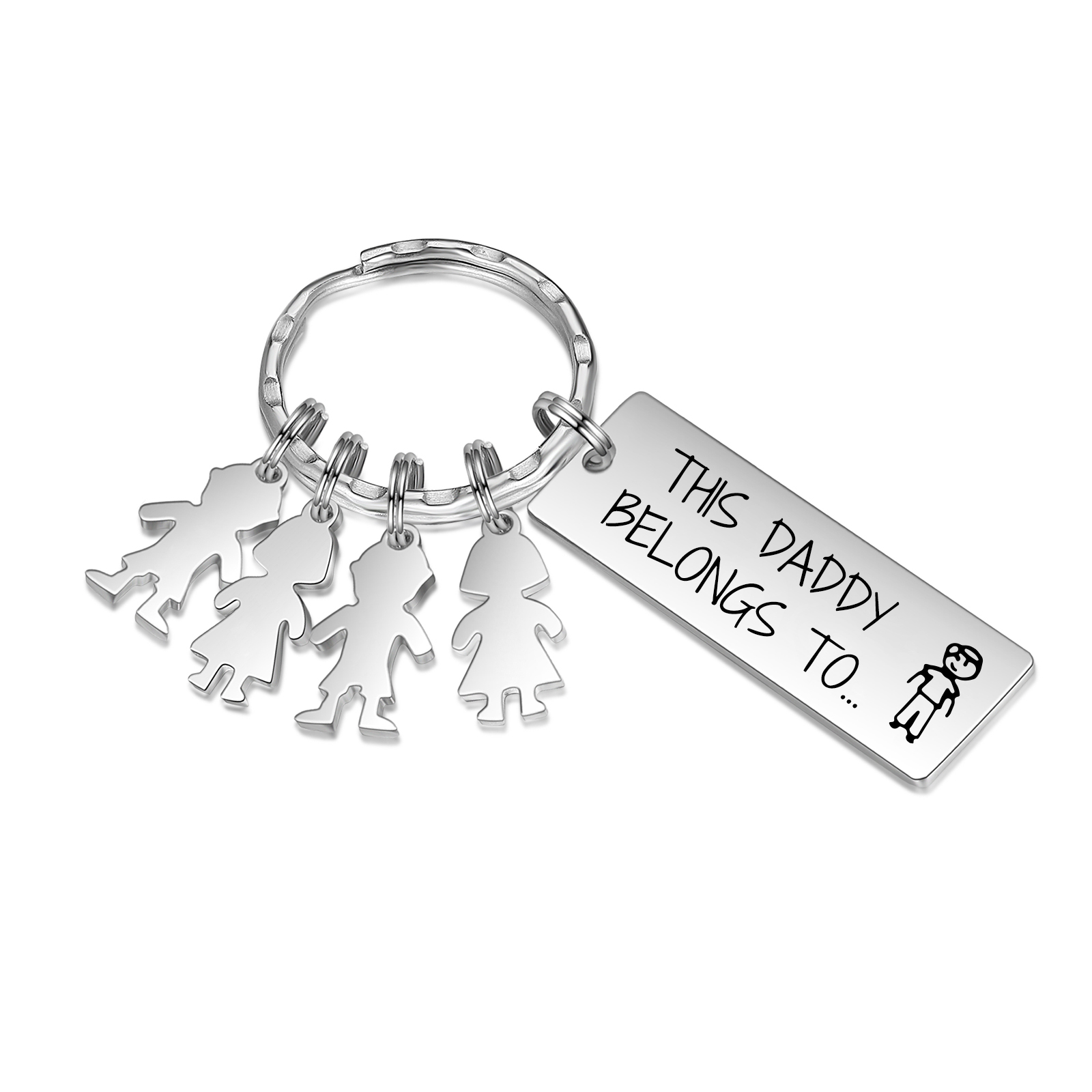 Personalised Keychain with 4 Kid Charms Father's Day Gift "This Daddy Belongs To" Custom Family Keyring-Jessemade AU