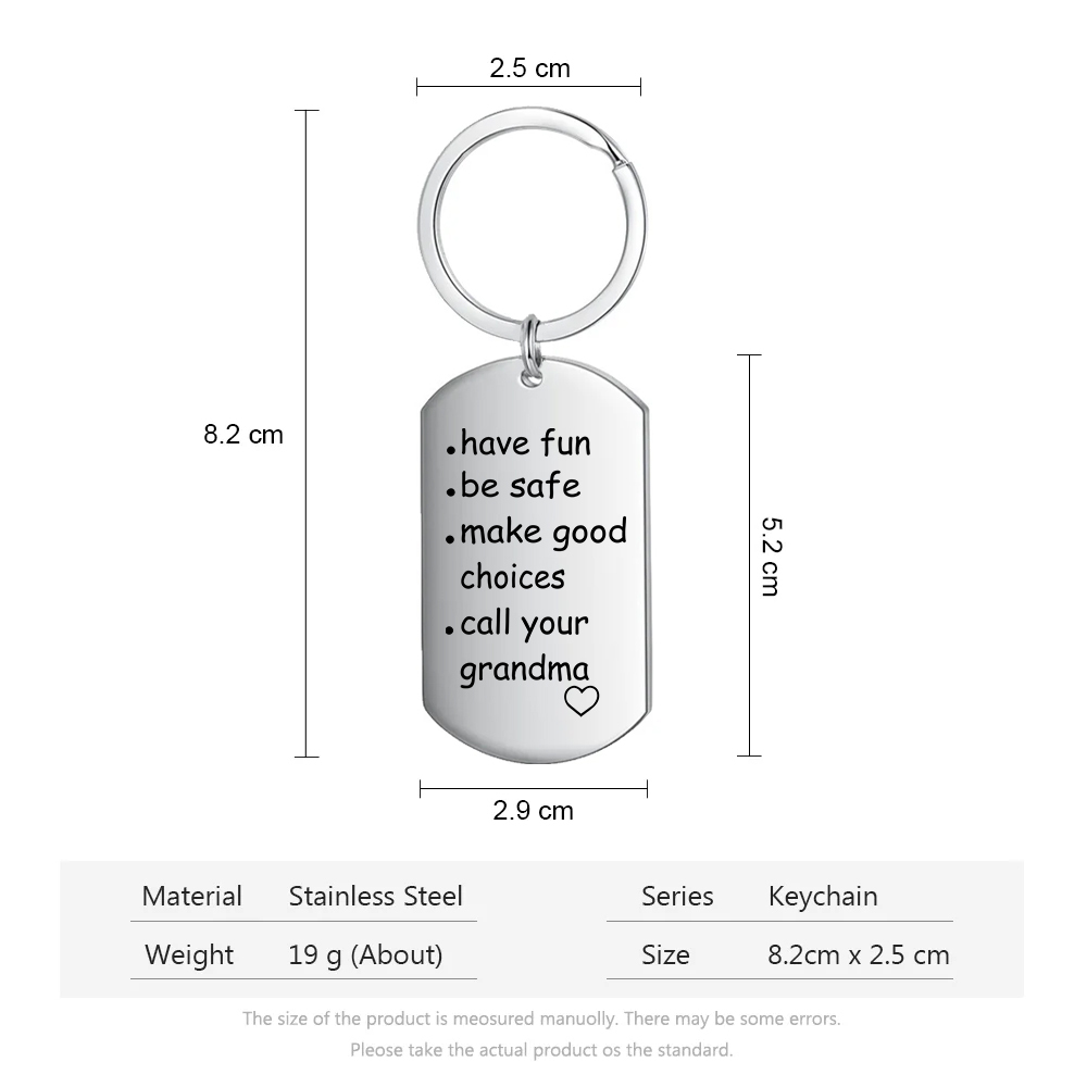 Have Fun Be Safe Make Good Choices Keychain Customised Text Stainless Steel Keyring Gifts for Kids-Jessemade AU