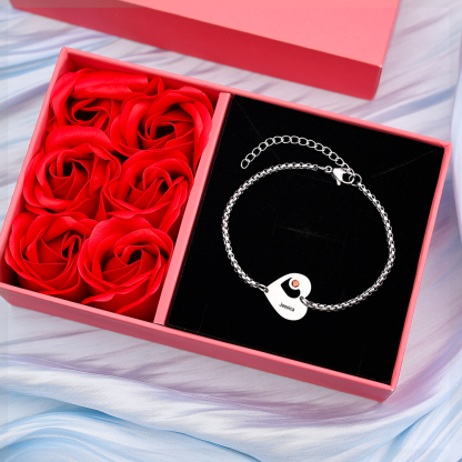 1 Name - Personalised Heart Bracelet Custom Name & Birthstone Family Bracelet Gifts for Her-Jessemade AU