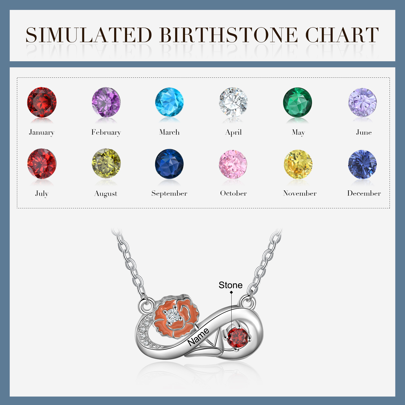 Personalised January Birthflower Necklace With Birthstone Gift For Women-Jessemade AU