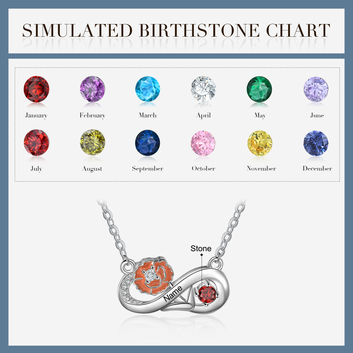 Personalised January Birthflower Necklace With Birthstone Gift For Women-Jessemade AU