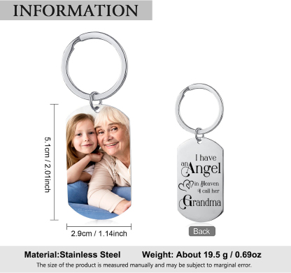 Memorial Grandma Keychain Custom 1 Photo Keychain Memorial Gift - I have Angel in Heaven I call her Grandma-Jessemade AU