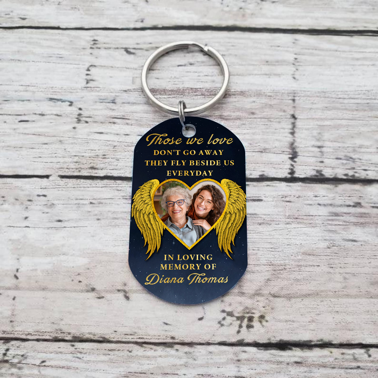 Personalised Photo & Text Keychain Memorial Gift "Those We Love, Don't Go Away, They Fly Beside Us Everyday"-Jessemade AU