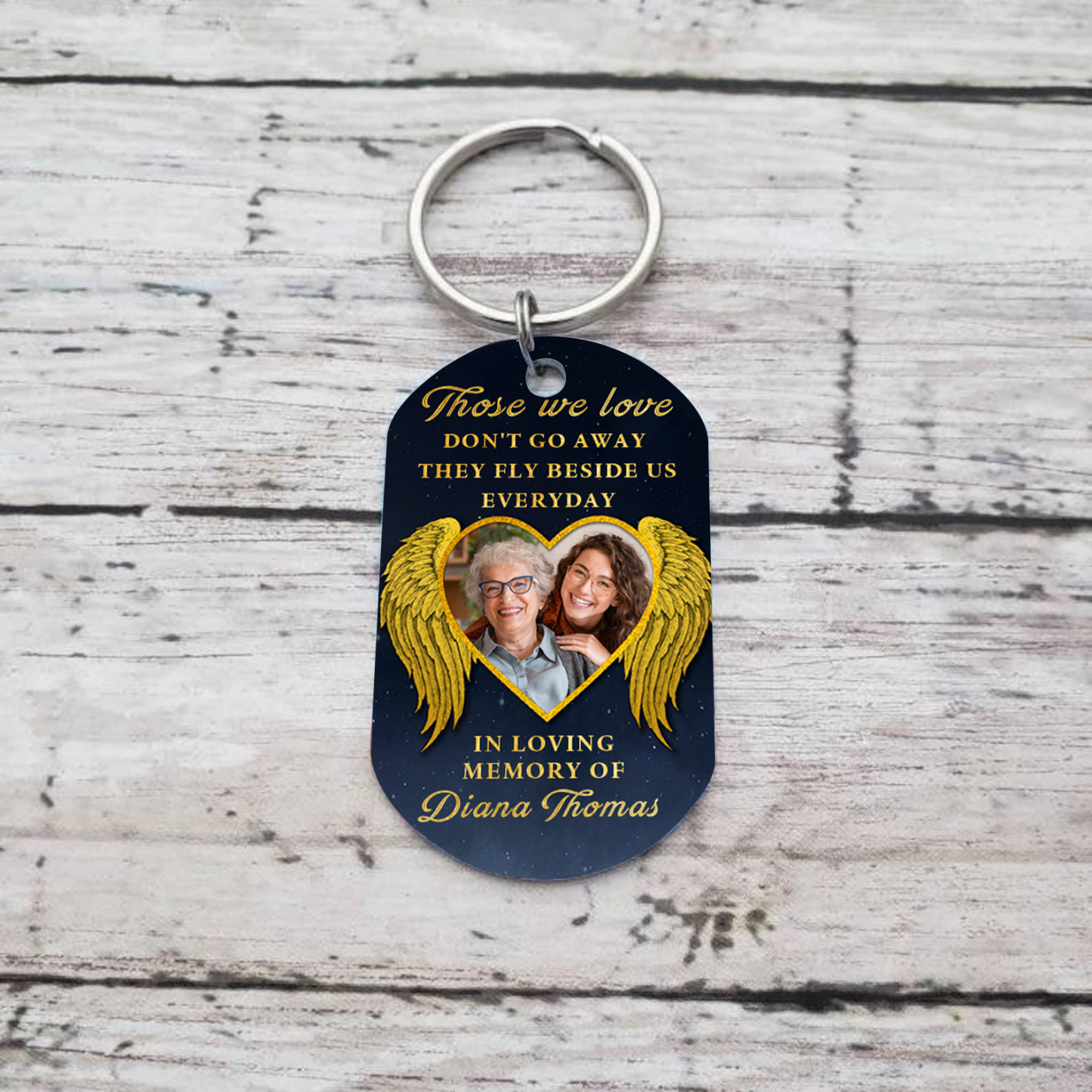 Personalised Photo & Text Keychain Memorial Gift "Those We Love, Don't Go Away, They Fly Beside Us Everyday"-Jessemade AU