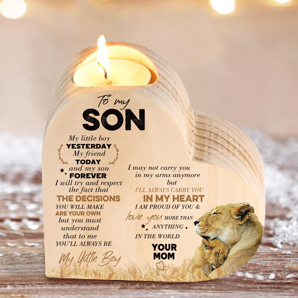 To My Son Wooden Heart Candle Holder "I will always be there " Gifts For Son-Jessemade AU