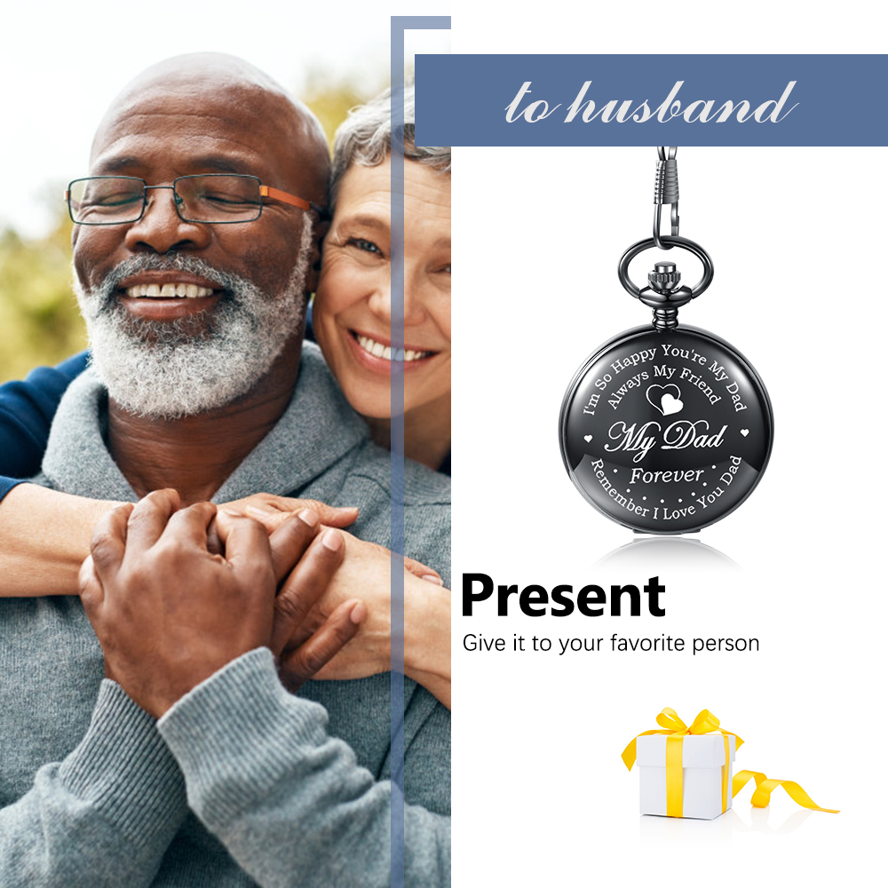 “I'm so happy you're my dad always my friend my dad forever remember i love you dad”T Personalised Pocket Watch Gifts for Father-Jessemade AU