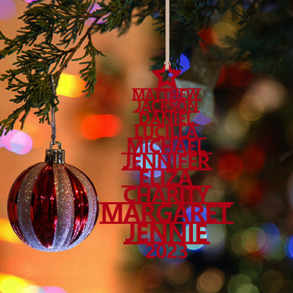 10 Names - Personalised Christmas Tree Ornaments Customised Name Xmas Wooden Decor Gifts for Family Friends-Jessemade AU