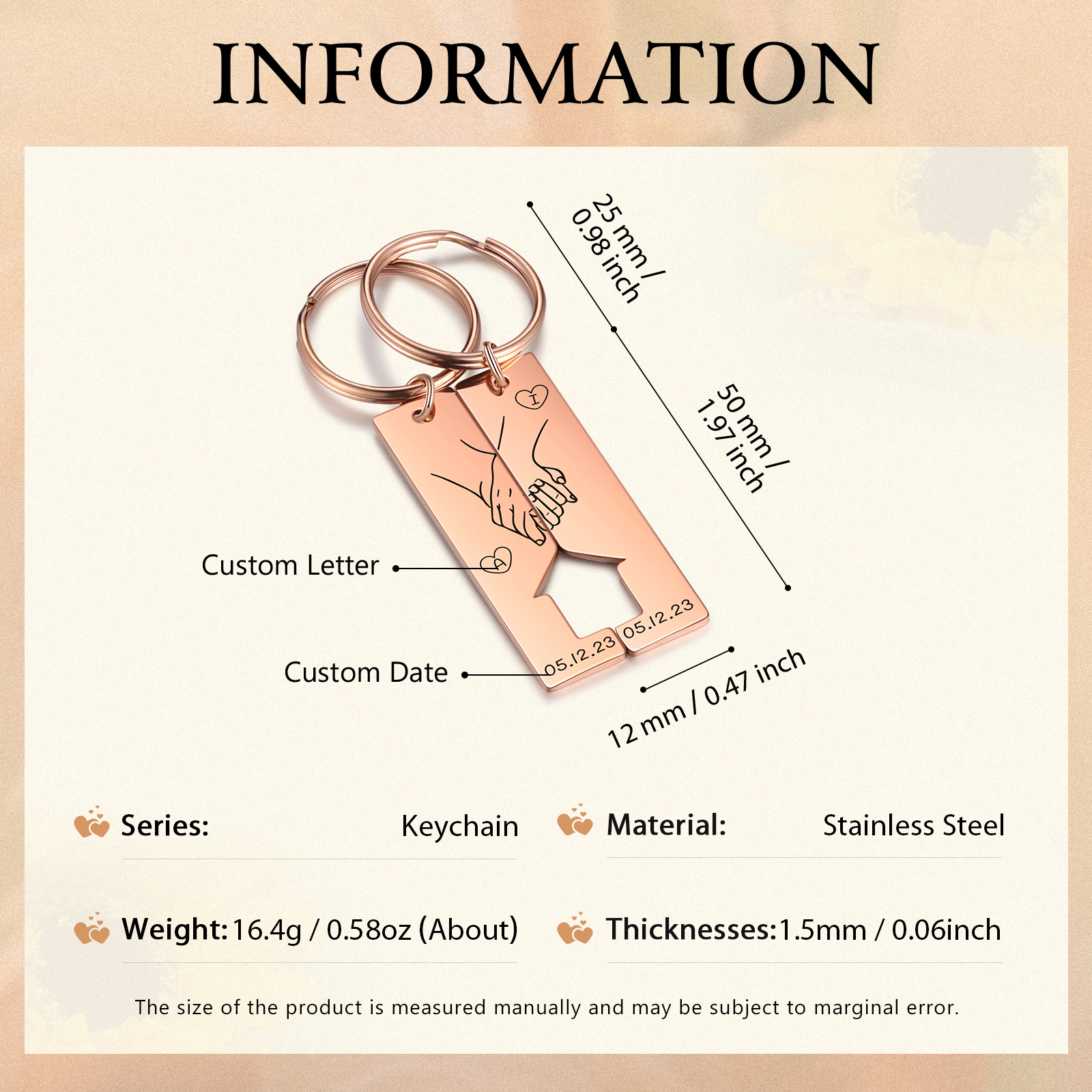 Personalised Couple Keychain Custom 2 Letters & 2 Dates Keyring Valentine's Day Anniversary Gift for Boyfriend/Girlfriend-Jessemade AU