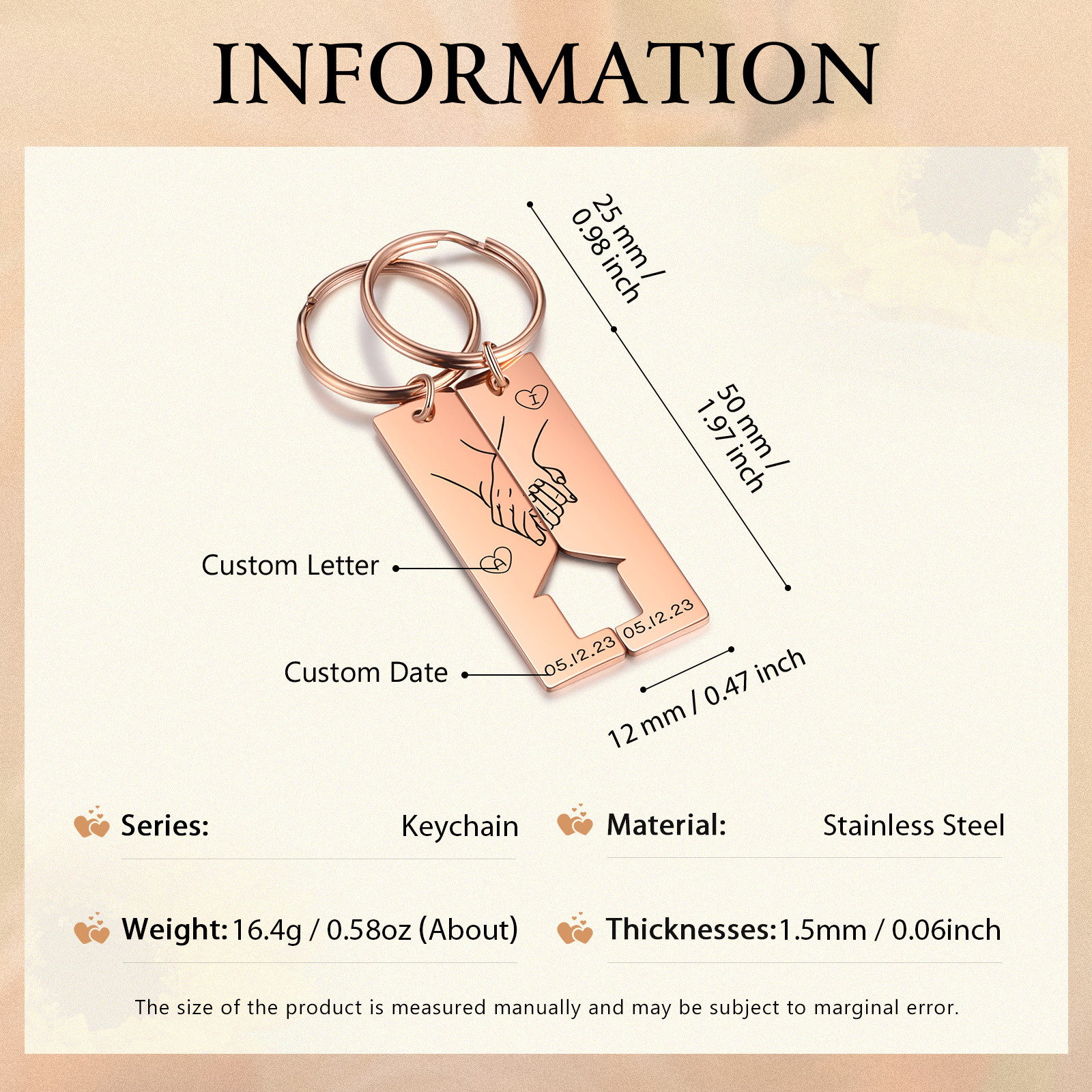 Personalised Couple Keychain Custom 2 Letters & 2 Dates Keyring Valentine's Day Anniversary Gift for Boyfriend/Girlfriend-Jessemade AU