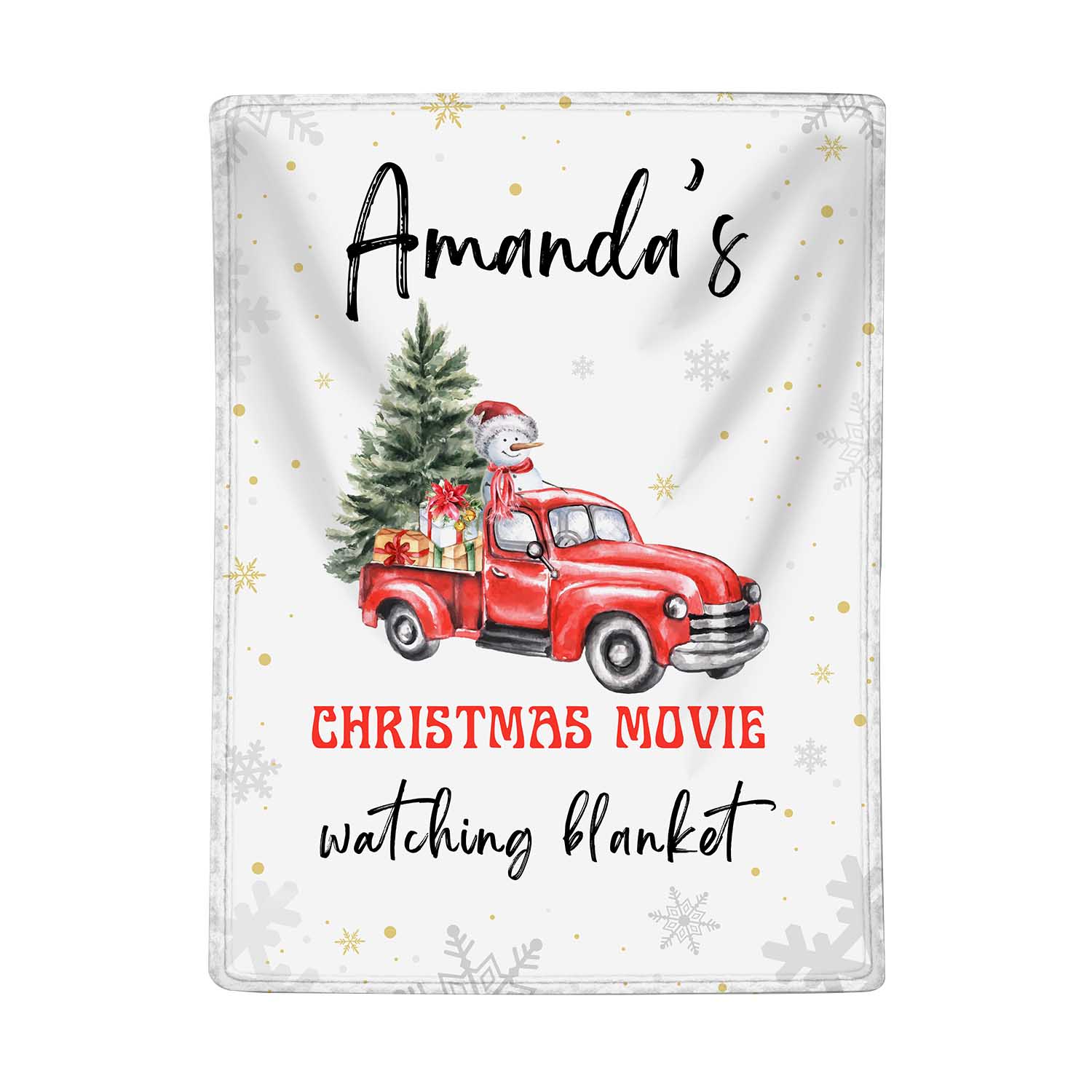 Personalised Christmas Movie Blanket Custom Name White Blanket Christmas Gift for Family Friends - Christmas Movie Watching Blanket-Jessemade AU