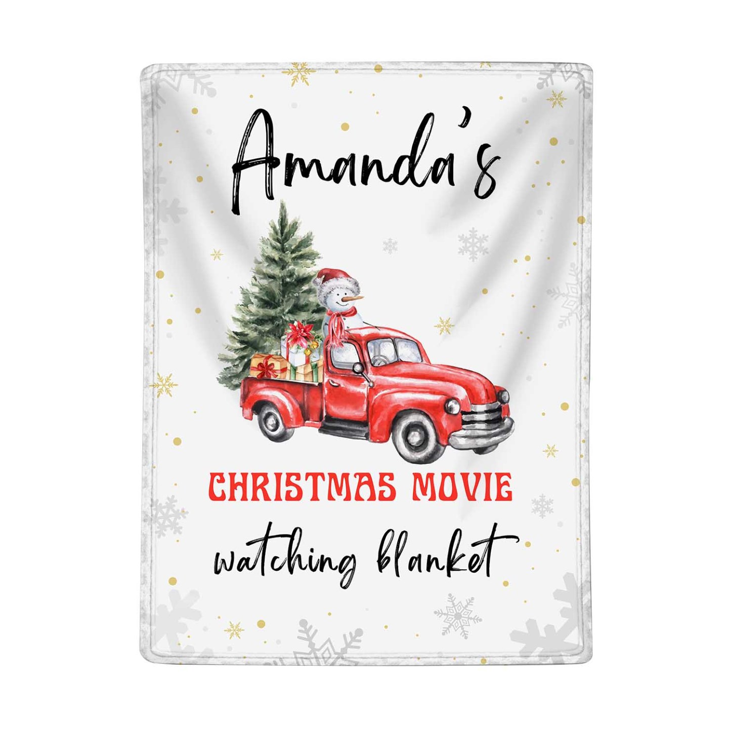Personalised Christmas Movie Blanket Custom Name White Blanket Christmas Gift for Family Friends - Christmas Movie Watching Blanket-Jessemade AU