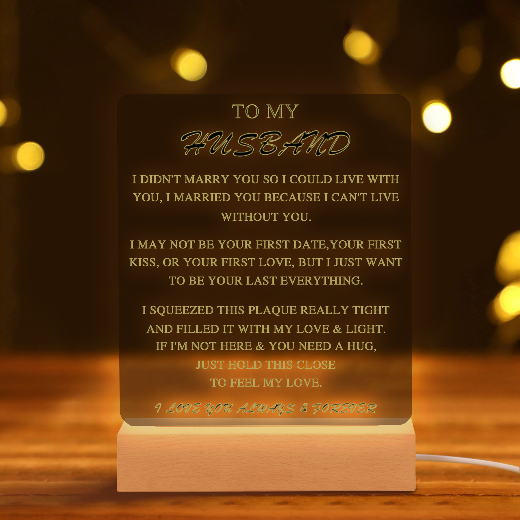 To My Husband LED Night Light "I Love You Always & Forever" Sentimental Gift for Husband-Jessemade AU
