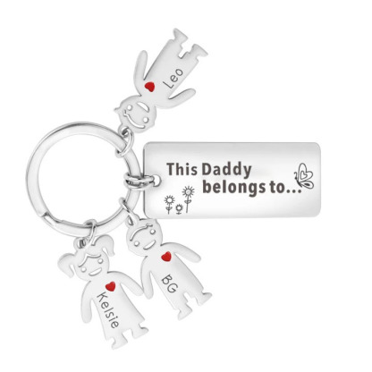Personalised Family Keychain with 3 Kid Charms Engrave Names-Jessemade AU
