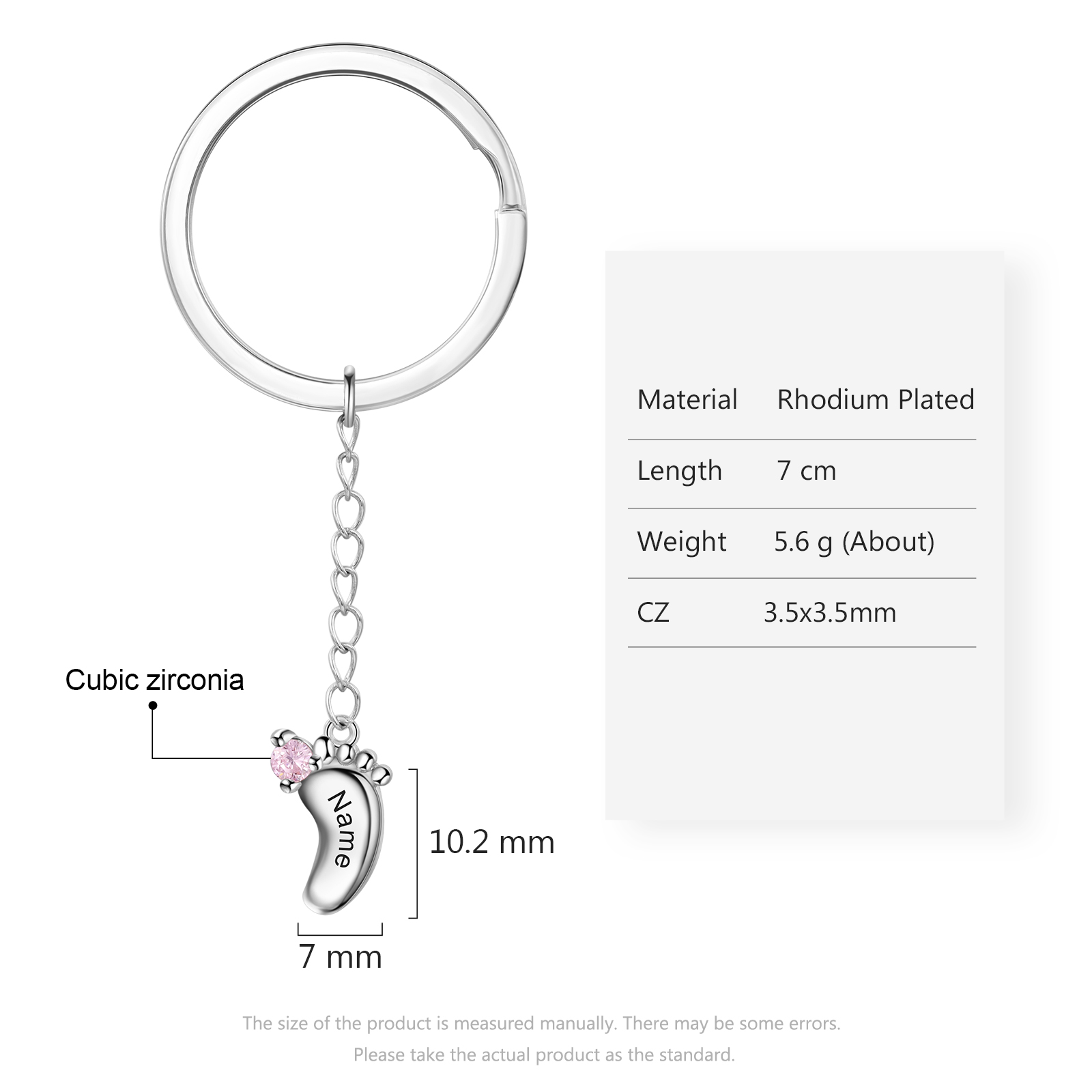 Personalised Baby Feet Keychain With 1 Birthstones Engraved names Keychain Gifts For Mother-Jessemade AU