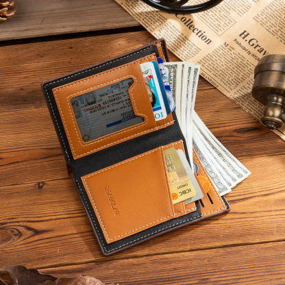 Personalised Leather Wallet Engraved Photo Folding Wallet Short Purse Love Gifts For Him-Jessemade AU