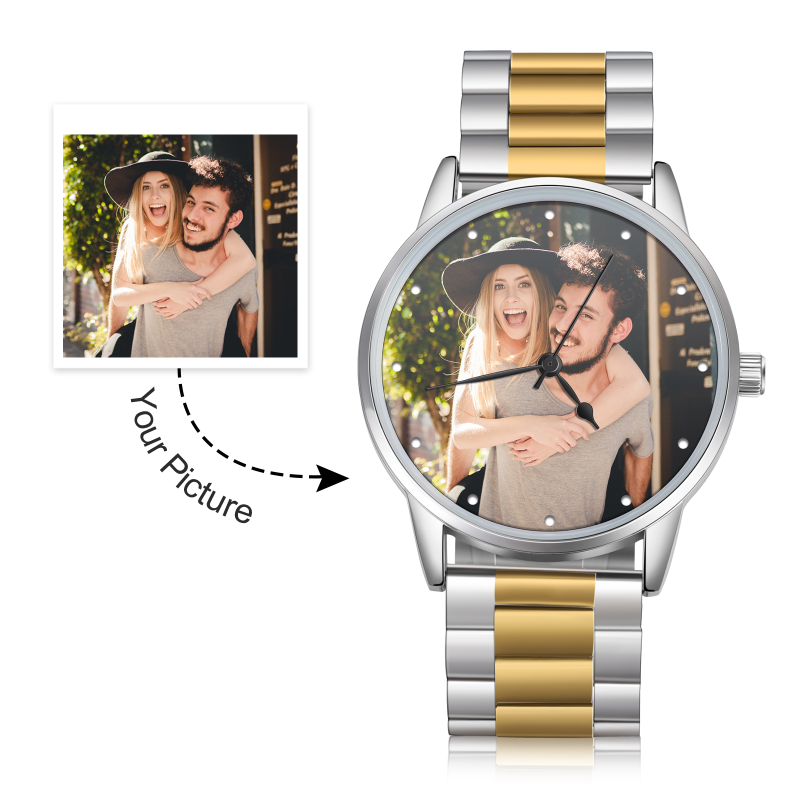 gift Photo Watch - Personalised Engraved Watch Bracelet For Him-Jessemade AU