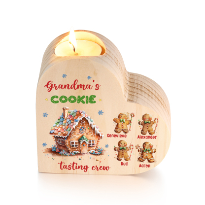 Heart-Shaped Christmas Candle Holder Engraved 5 Names Cookie Candlesticks Personalised Gift for Mum Grandma-Jessemade AU