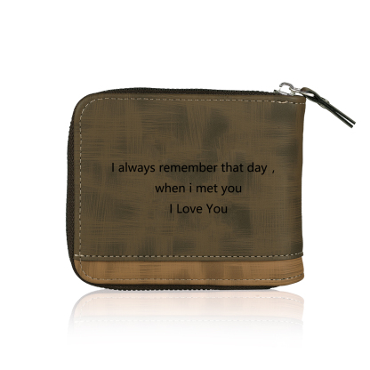 Personalised Photo & Text Billfold Wallet Custom Men's Leather Wallet Zipper Gifts for Him Brown-Jessemade AU