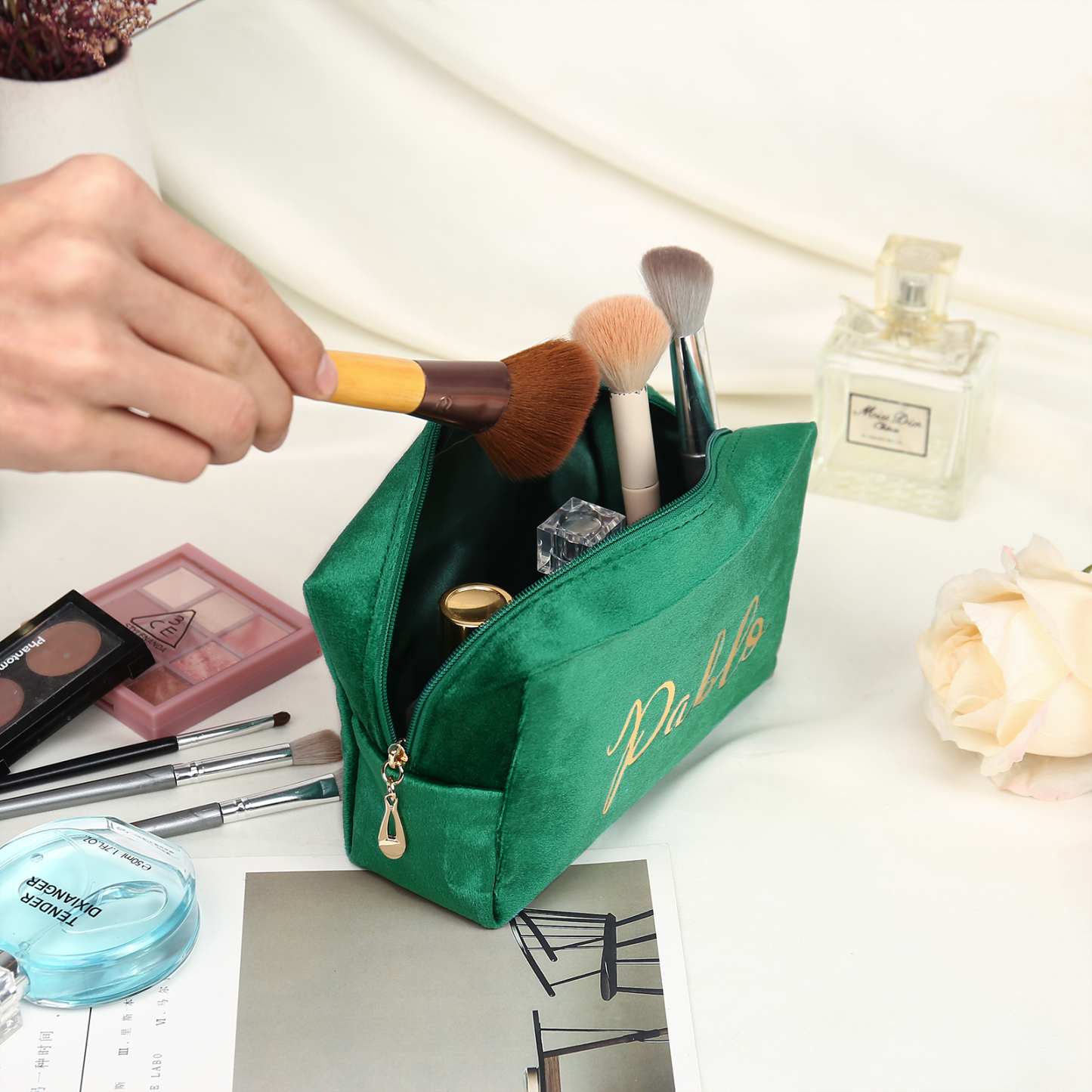 Personalised Name Cosmetic Bag Zipper Makeup Bag Jewelry Storage Bag Gifts for Ladies Girls-Jessemade AU