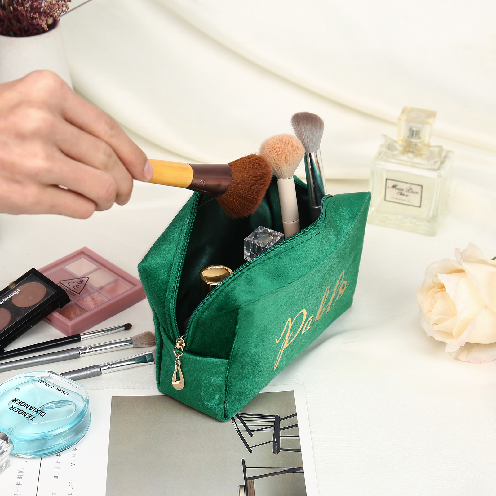 Personalised Name Cosmetic Bag Zipper Makeup Bag Jewelry Storage Bag Gifts for Ladies Girls-Jessemade AU