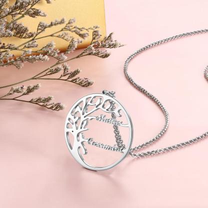 Family Tree Custom 2 Names Sterling Silver Tree Of Life-Jessemade AU