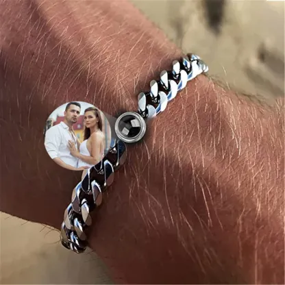 Cuban Chain Men's Bracelet Personalised Projection Bracelet Custom Photo Love Style Gifts for Men-Jessemade AU