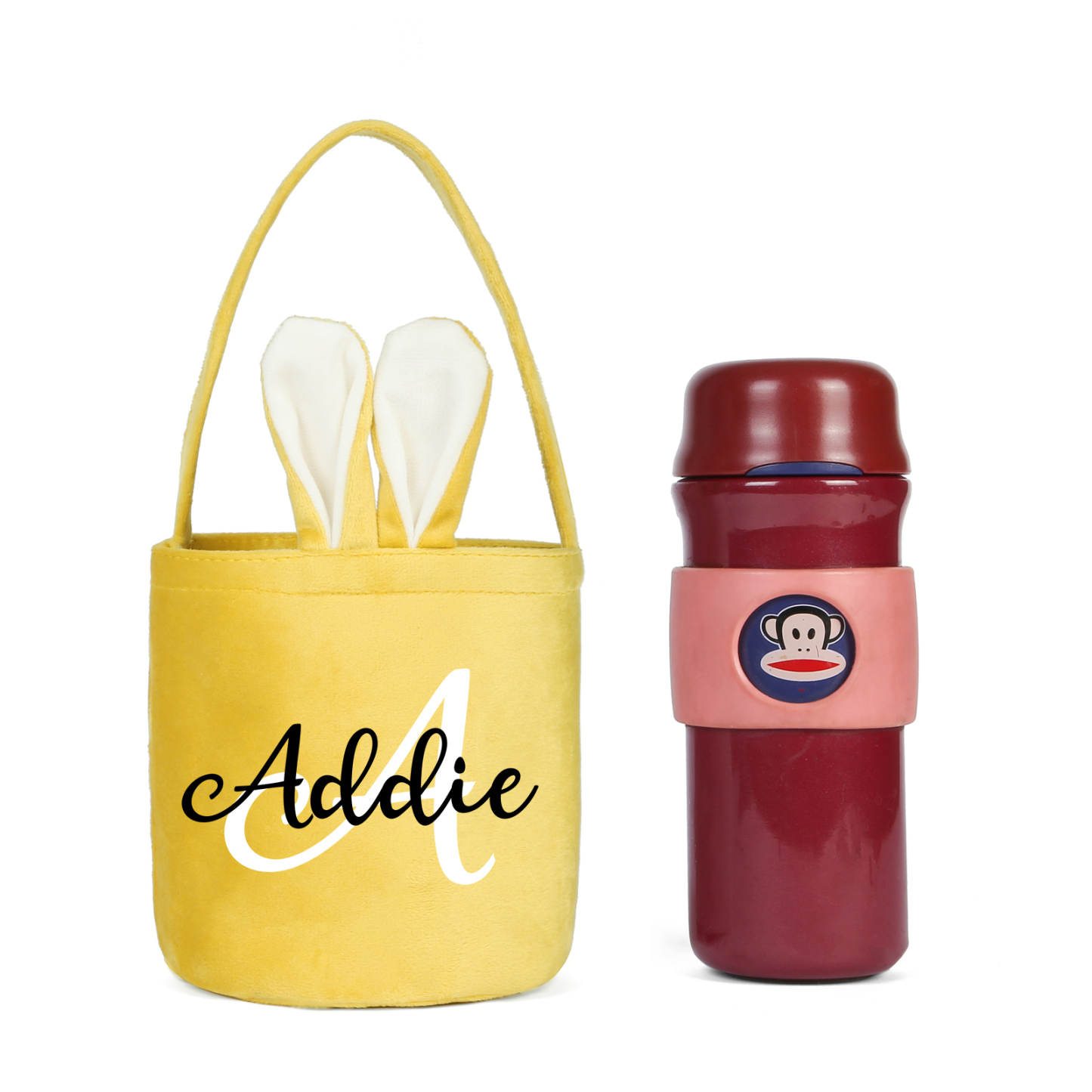 Personalised Bunny Tote Bag Customised with Name & Letter Bucket Bag Bunny Basket Easter Gifts-Jessemade AU