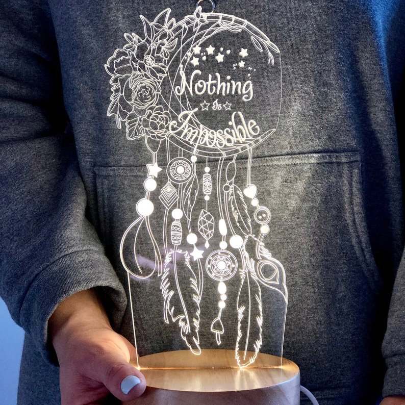 Personalised Dream Catcher Night Light Custom Name Gifts For Kids-Jessemade AU