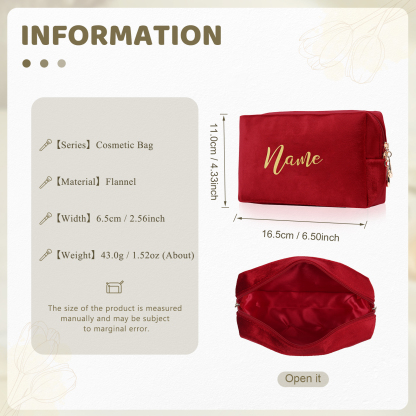 Personalised Name Cosmetic Bag Zipper Makeup Bag Jewelry Storage Bag Gifts for Ladies Girls-Jessemade AU