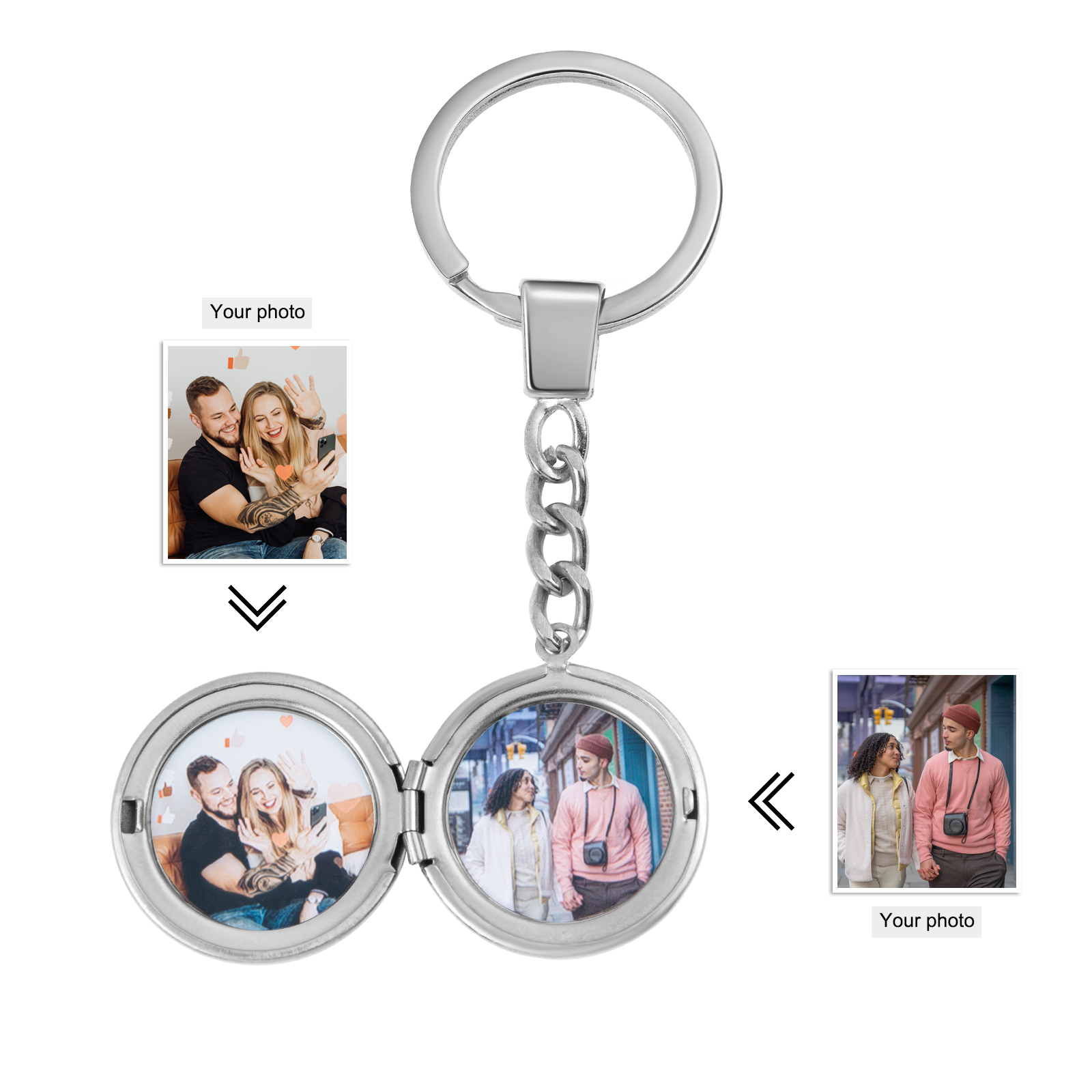 Personalised Photo Keychain Custom 2 Photos Gifts For Him-Jessemade AU