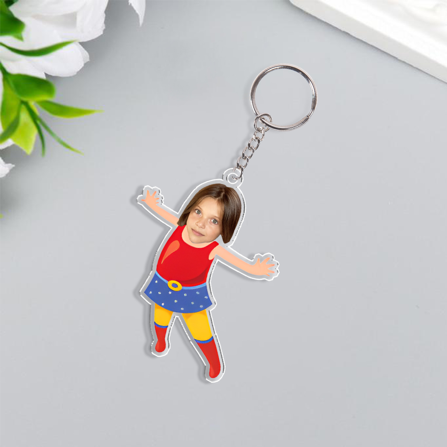 Personalised Superwoman Acrylic Keychain Custom Photo Funny Hanging Ornament Back to School Gift for Kids-Jessemade AU