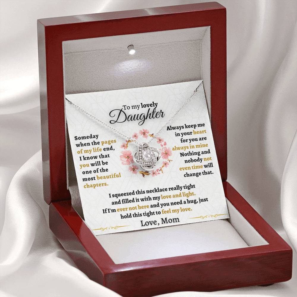 To My Daughter Love Knot Necklace "Never forget that I love you“ Inspirational Gifts for Daughter