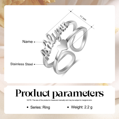 Heart Name Ring Personalised 1 Name Classic Rings for Her-Jessemade AU