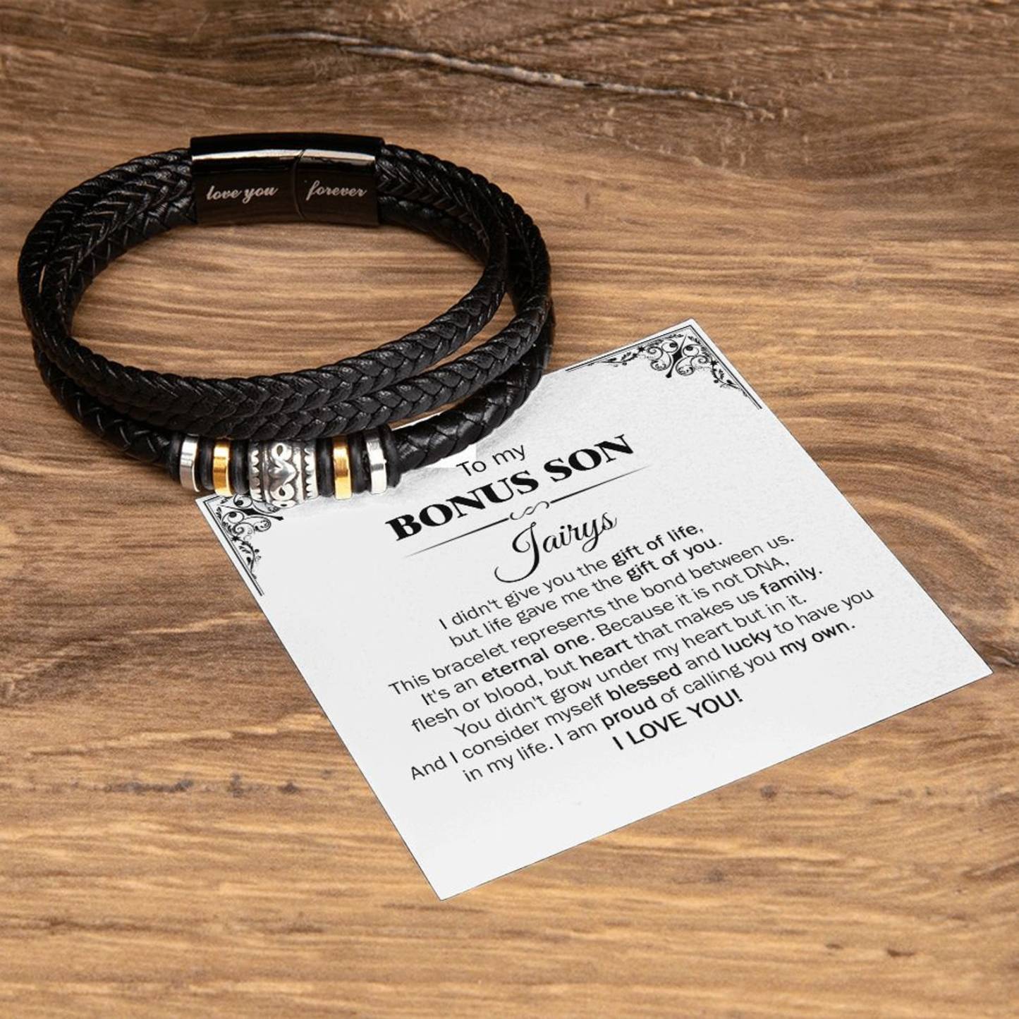 To My Son Bracelet Personalised Name Message Card Braided Leather Bracelet Gift for Son - I Am Proud Of Calling You My Own-Jessemade AU